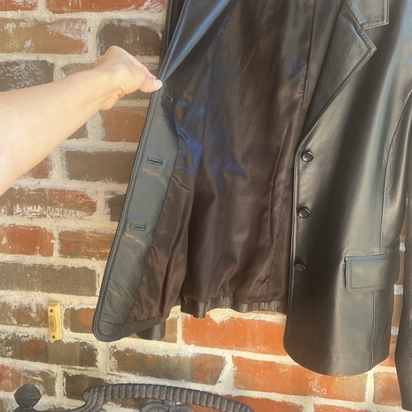 90’s CLIO Black Leather Blazer Jacket Size 10 - Picture 3 of 14